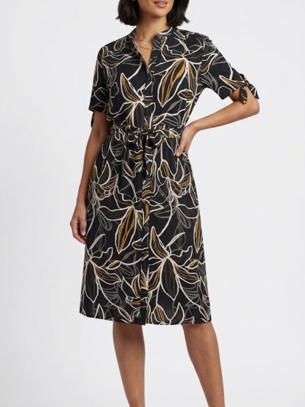 Who What Wear Abstract leaf print shirt Dress size XL